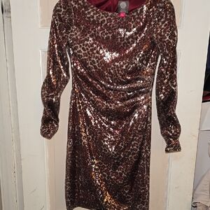 Elegant Sequin Dress in Gold and Red